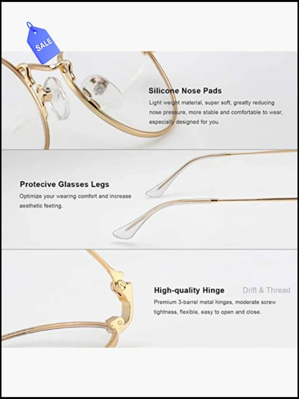 Classic Round Vintage Metal Reading Glasses Blue Light Blocking Computer Readers